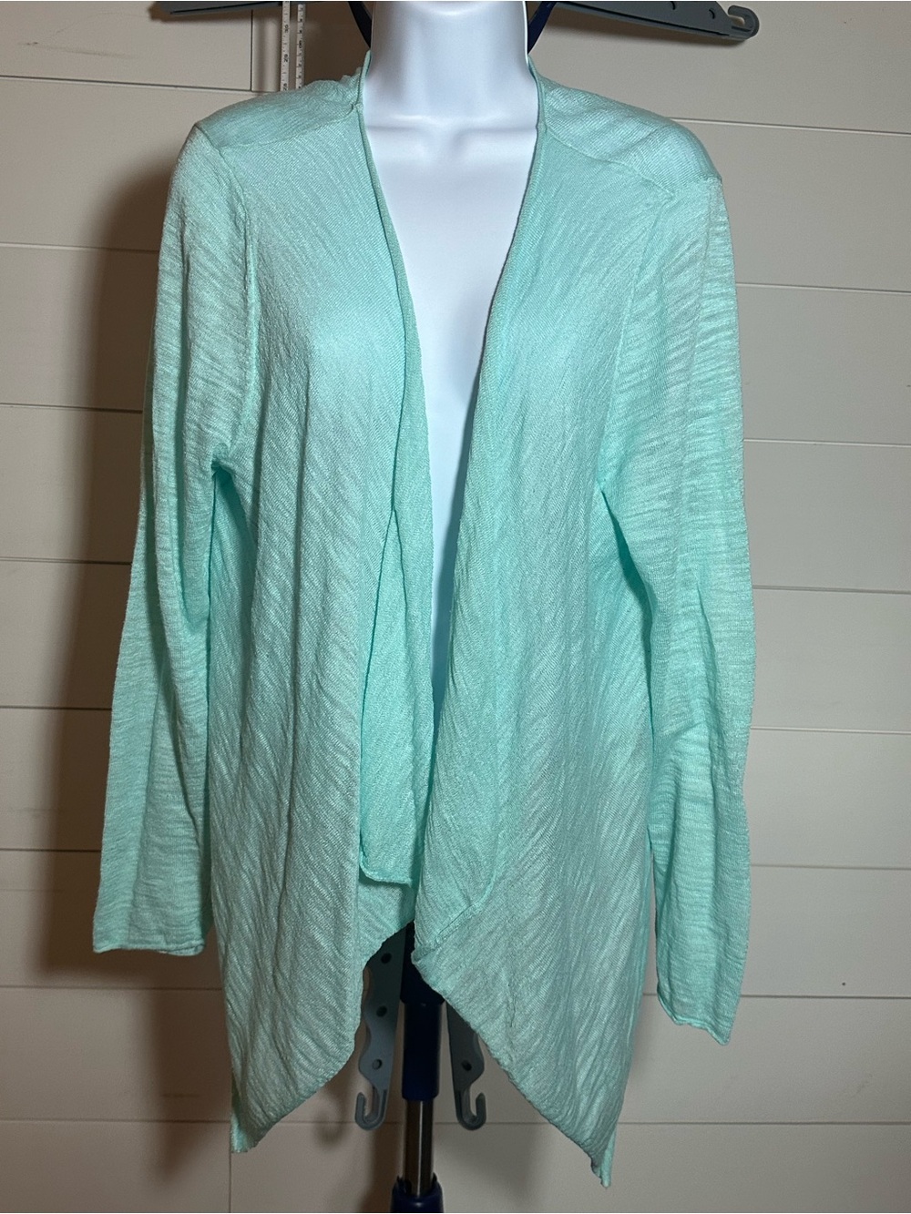 #202 Light Mint Open-Front Women's Cardigan Sweater